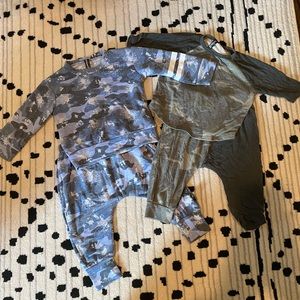 Blue camo set and two tone ash green camo set